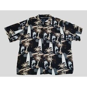 Ivy Crew Hawaiian Shirt Front Pocket XL 100% Rayon Surfer Girl Short Sleeve